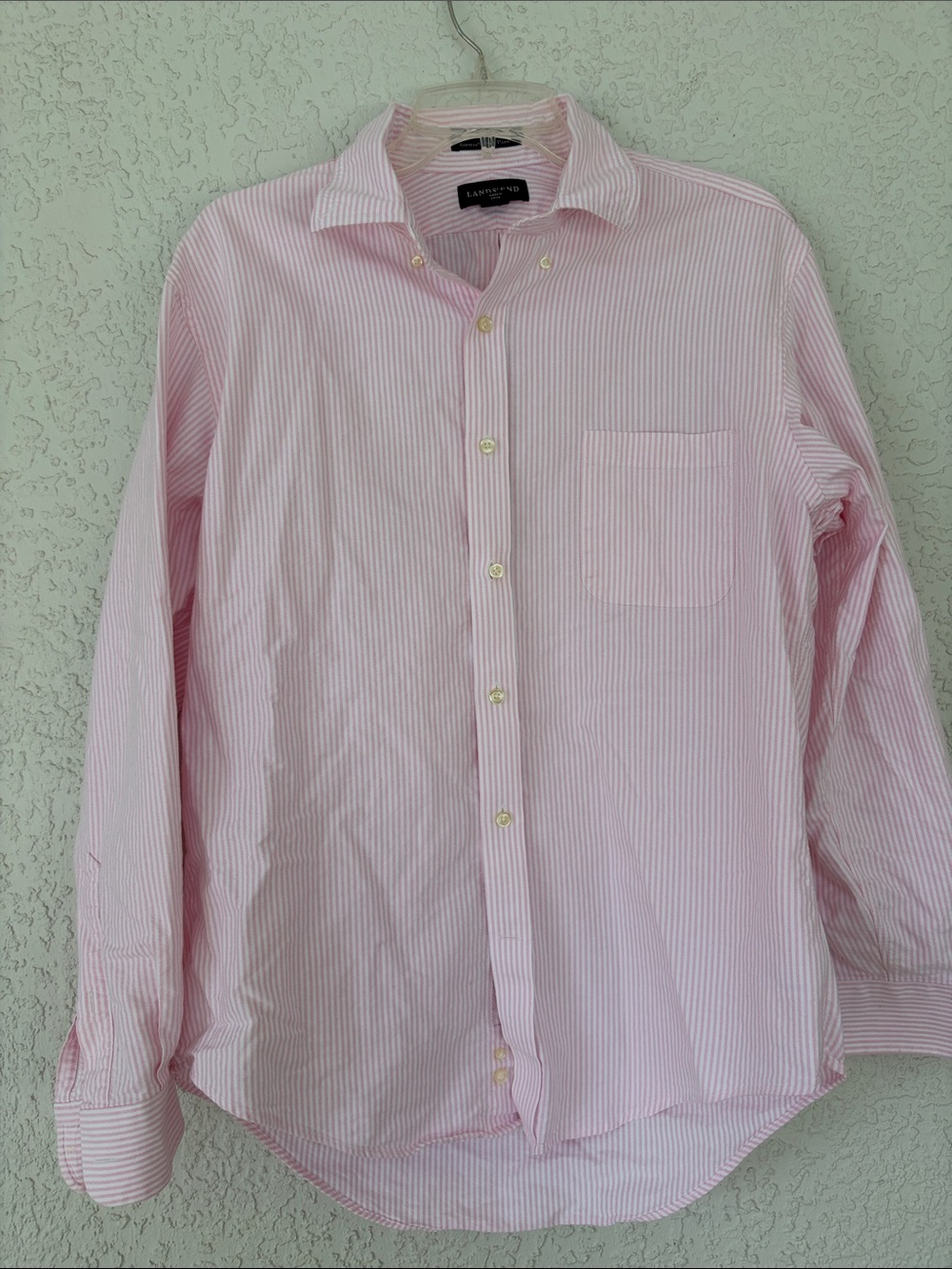 Lands' End Pink & White Striped Tailored Shirt size 16-34